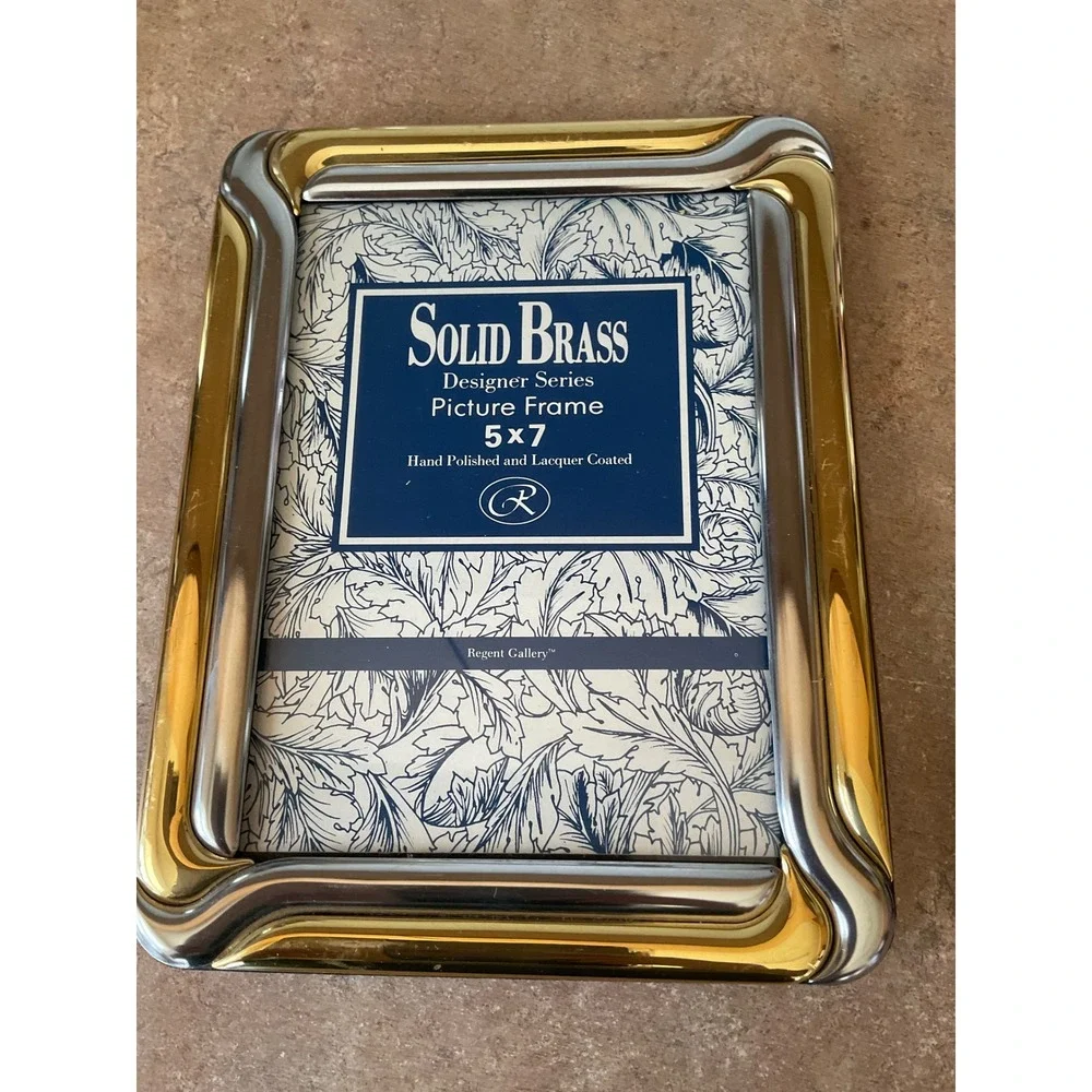 Regent Gallery Solid Brass 5x7 Picture Frames Two Tone Gold Silver Set of 2